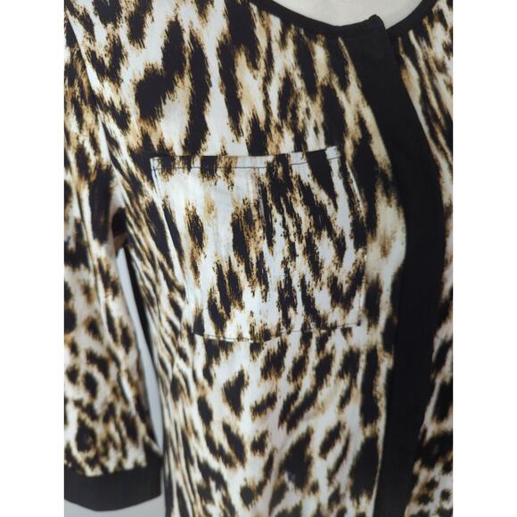 Chicos Brown & Black Leopard Print Button Down Dress Women S Mob Wife Old Money - Picture 6 of 14
